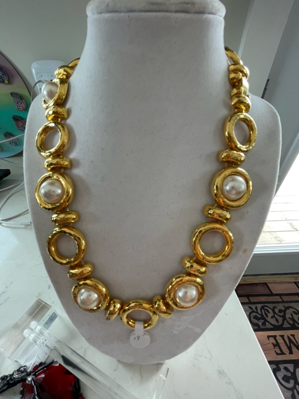 Gold-Tone Pearl Accent Statement Necklace - Women Jewelry